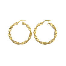 Load image into Gallery viewer, New 9ct Gold 37mm Plain Twisted Creole Earrings
