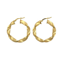 Load image into Gallery viewer, New 9ct Gold 28mm Satin Twisted Creole Earrings
