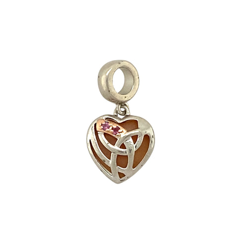925 Silver & Pink Stone Heart Clogau Eternal Love Charm