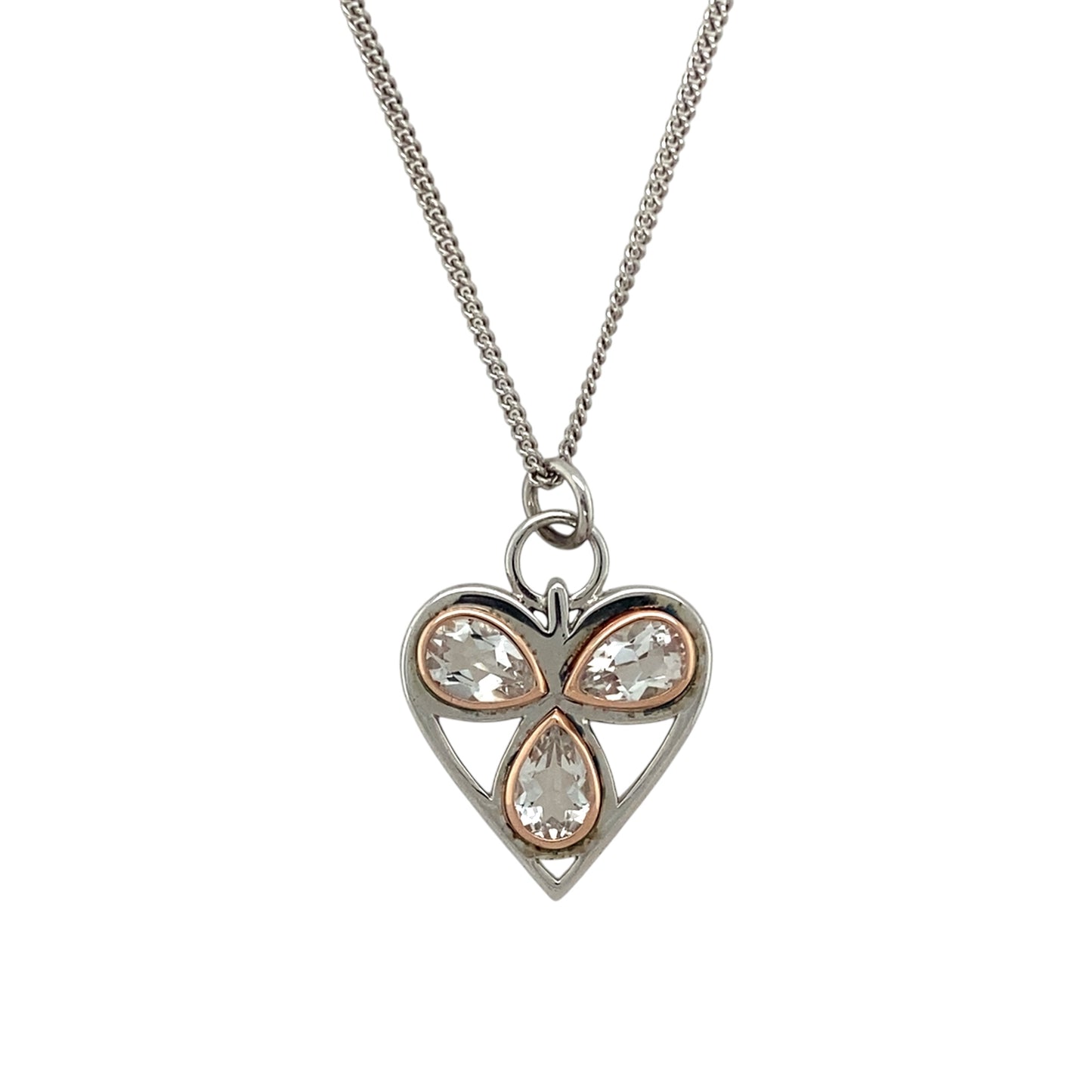 925 Silver & White Topaz Set Clogau Heart 18" - 22" Necklace