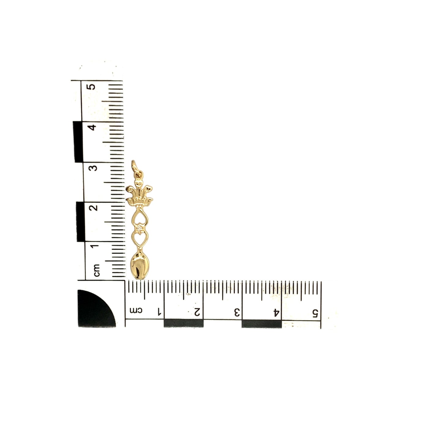 9ct Gold & Diamond Set Welsh Lovespoon Pendant