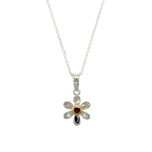 925 Silver & Garnet Set Flower Birthstone 16