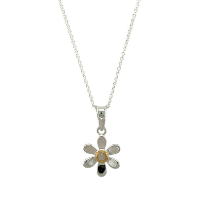 925 Silver & Moonstone Set Flower June Birthstone 16" - 18" Necklace