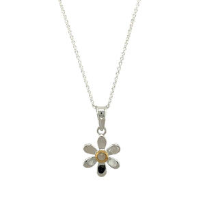 925 Silver & Moonstone Set Flower June Birthstone 16" - 18" Necklace