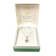 Load image into Gallery viewer, 925 Silver &amp; Sapphire Set Flower September Birthstone 16&quot; - 18&quot; Necklace
