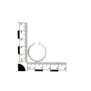 9ct White Gold Patterned Creole Earrings