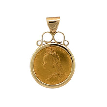 Load image into Gallery viewer, 9ct Gold &amp; 22ct Gold Half Sovereign Mount Pendant
