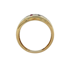 Load image into Gallery viewer, 9ct Gold Diamond &amp; Gemstone Greek Key Patterned Wide Band Ring
