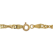 Load image into Gallery viewer, Add a touch of elegance and shine to your jewellery collection with this pre-owned 9ct yellow gold 18&quot; Singapore chain, featuring:

Design: A classic Singapore chain, with twisted, interwoven links that create a delicate sparkle.
Material: 9-carat yellow gold, offering a warm and timeless appeal.
Length: Measures 18 inches, providing a versatile and stylish fit.
Weight: A well-balanced 4.40 grams, ensuring a durable yet comfortable feel.
Link Width: 3mm, making it a noticeable yet refined piece
