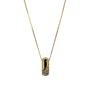 9ct Gold & Diamond Set Small Bar 18" Necklace