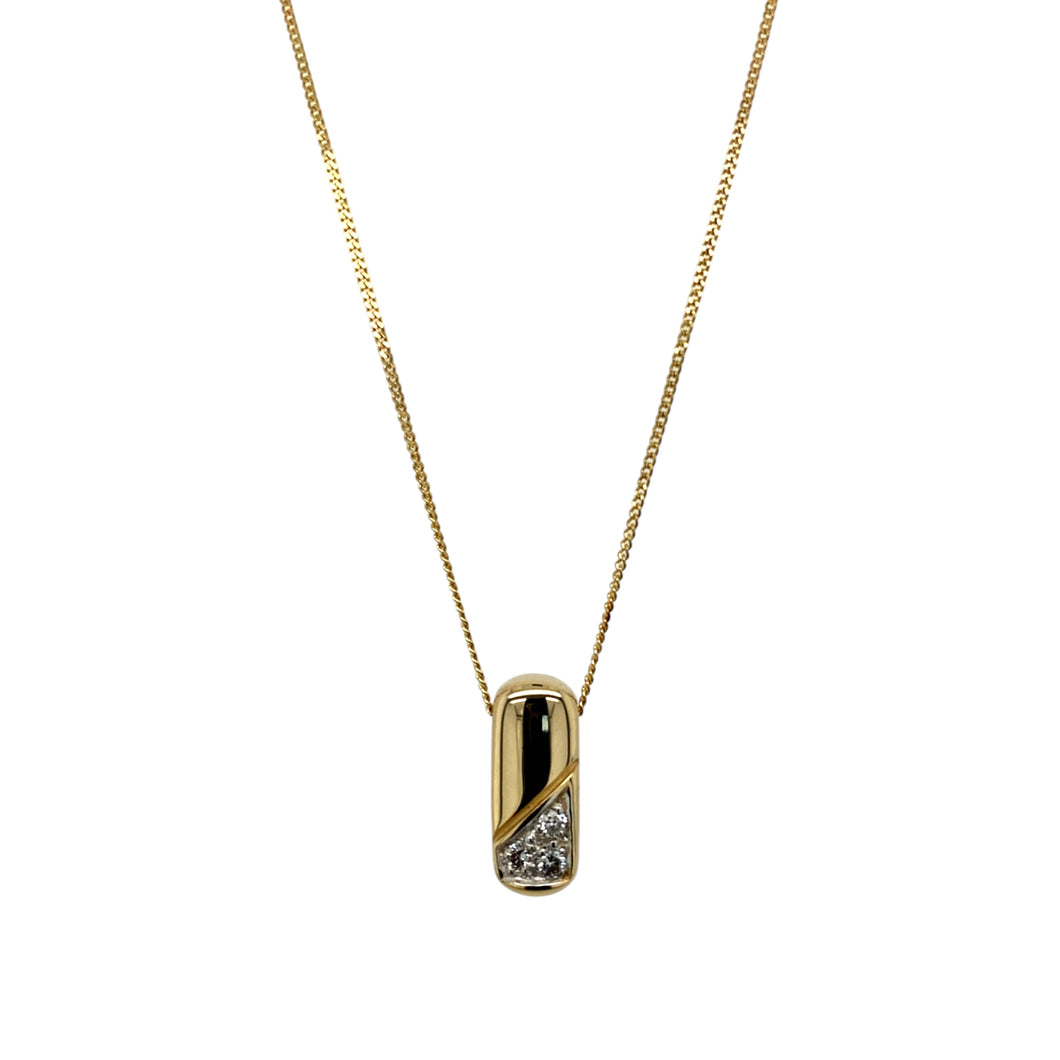 9ct Gold & Diamond Set Small Bar 18