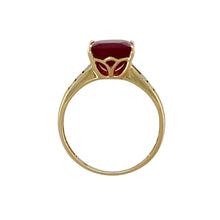 Load image into Gallery viewer, 9ct Gold Red Stone &amp; Cubic Zirconia Set Ring
