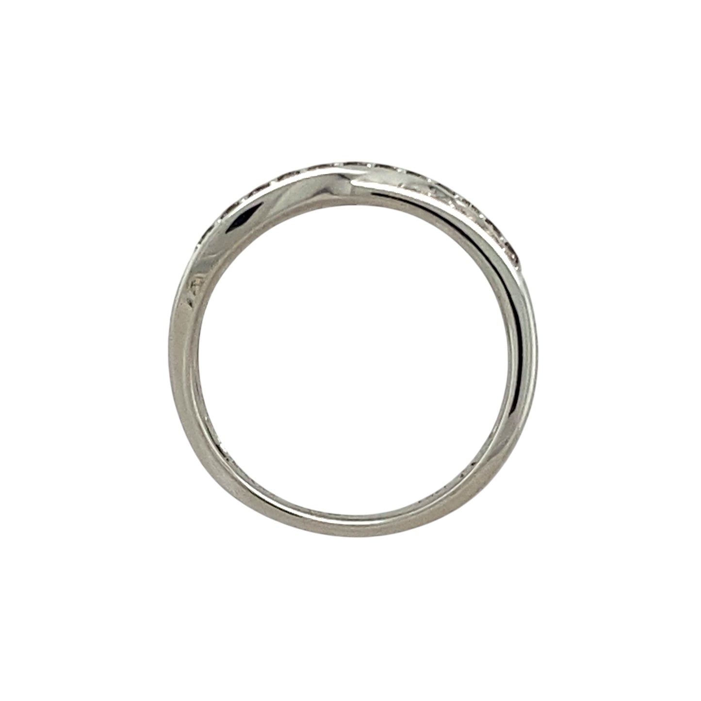 14ct White Gold & Diamond Set Crossover Band Ring