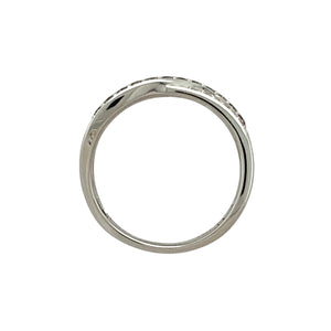 14ct White Gold & Diamond Set Crossover Band Ring
