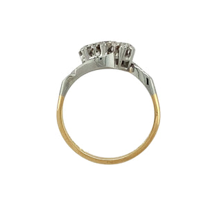 18ct Gold & Platinum Diamond Set Vintage Trilogy Twist Ring