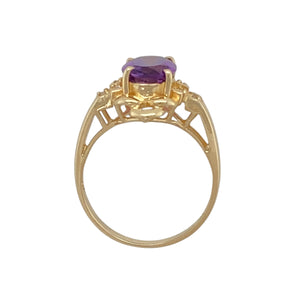 14ct Gold Diamond & Amethyst Set Ring