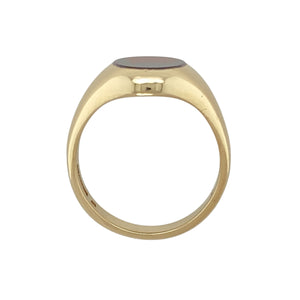 9ct Gold & Red Stone Oval Signet Ring
