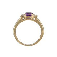 Load image into Gallery viewer, 9ct Gold Amethyst &amp; Cubic Zirconia Set Trilogy Ring
