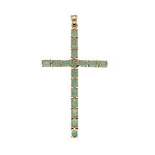 Load image into Gallery viewer, 9ct Gold &amp; Green Stone Set Large Cross Pendant
