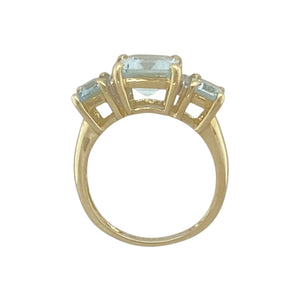9ct Gold Diamond & Aquamarine Set Ring