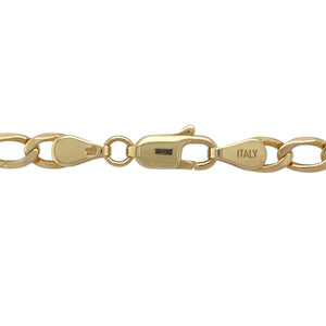 Add a timeless and elegant piece to your jewellery collection with this pre-owned 9ct yellow gold 20" curb chain.

Design: A classic curb link design, offering a sleek and sophisticated look that suits any occasion.
Material: Made from 9-carat yellow gold, providing a warm and polished finish for lasting beauty.
Size & Weight: The chain measures 20 inches in length, has a link width of 5mm, and weighs 11.30 grams, ensuring a sturdy and comfortable fit.
