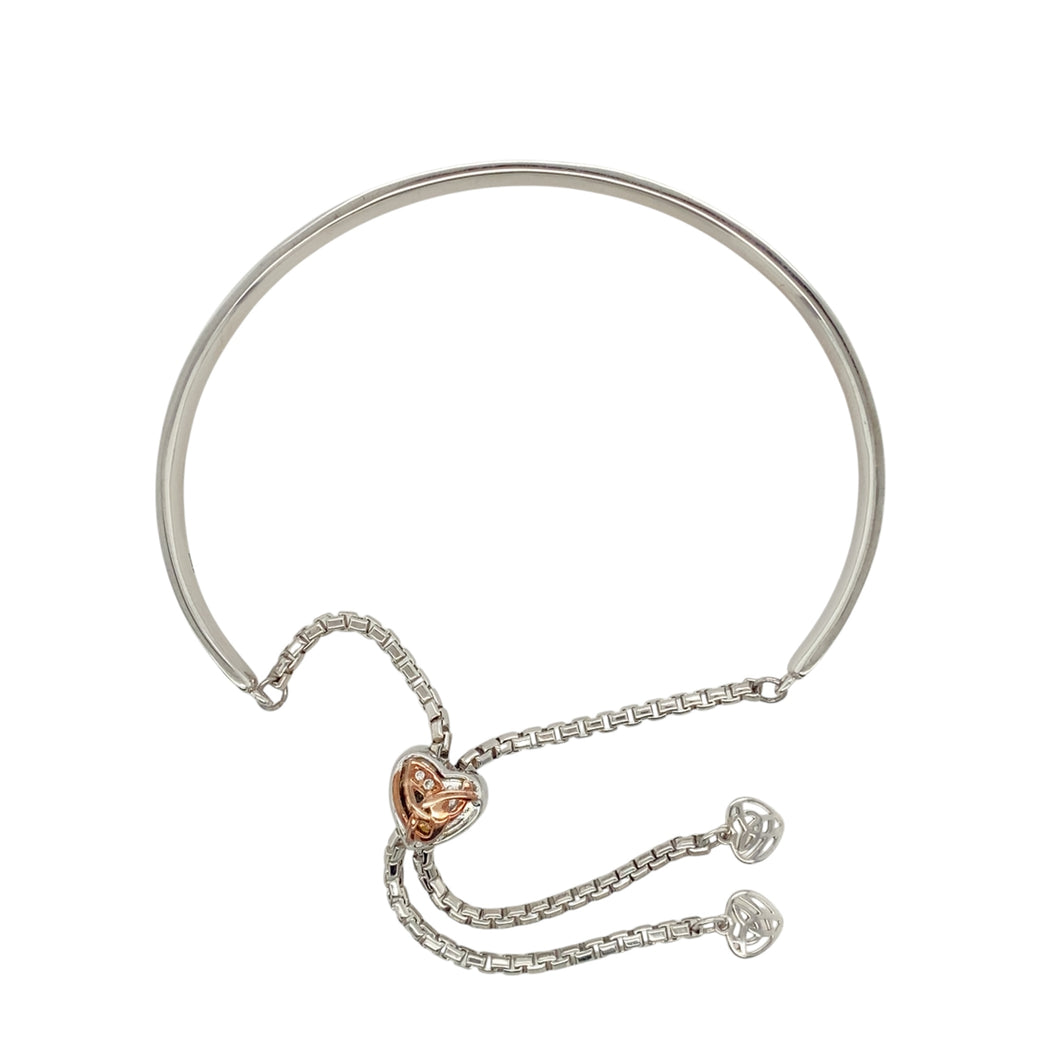 925 Silver & Diamond Set Clogau Patterned Bangle