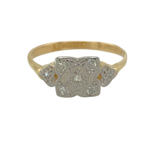 18ct Gold & Platinum Diamond Set Art Deco Style Ring