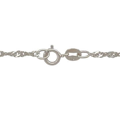 9ct White Gold & Diamond Set Open Heart 18" Necklace