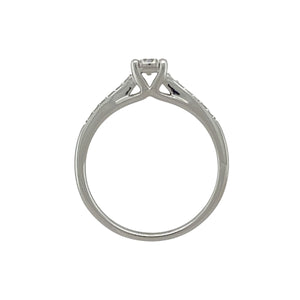 9ct White Gold & Diamond Set Solitaire Ring
