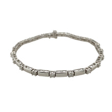 Load image into Gallery viewer, 9ct White Gold &amp; Diamond Set Bar 7.25&quot; Bracelet
