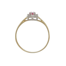 Load image into Gallery viewer, 9ct Gold Ruby &amp; Cubic Zirconia Set Flower Cluster Ring
