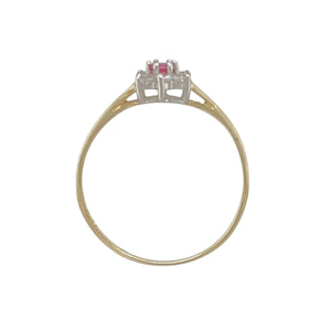9ct Gold Ruby & Cubic Zirconia Set Flower Cluster Ring