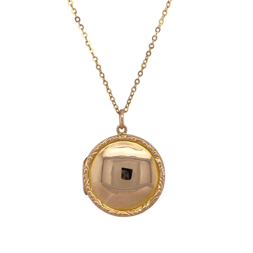 9ct Gold Patterned Edge Round Locket 16