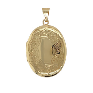 9ct Gold Oval Celtic Patterned Locket