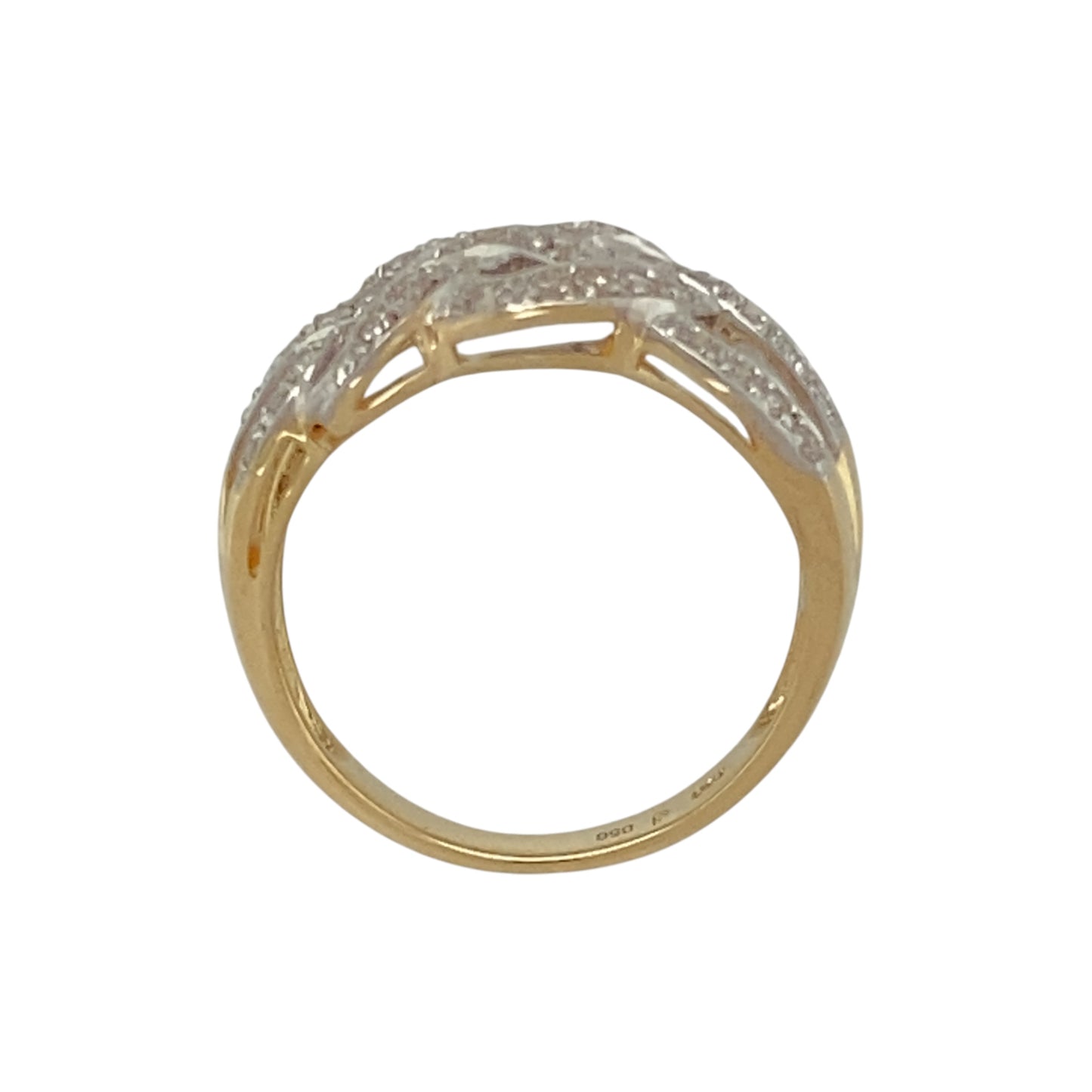 18ct Gold & Diamond Set Open Weave Wide Band Ring