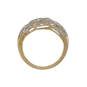 18ct Gold & Diamond Set Open Weave Wide Band Ring