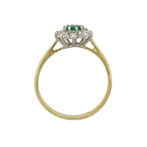18ct Gold Diamond & Emerald Set Cluster Ring