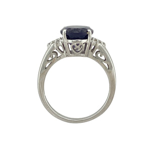 9ct White Gold Diamond & Purple Stone Dress Ring