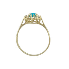 Load image into Gallery viewer, 9ct Gold Turquoise &amp; Cubic Zirconia Set Cluster Ring
