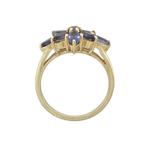 9ct Gold & Tanzanite Set Flower Cluster Ring