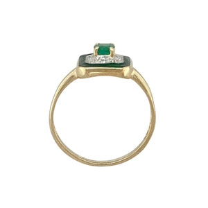 14ct Gold Diamond & Emerald Set Halo Ring