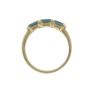 9ct Gold Diamond & Blue Topaz Set Band Ring