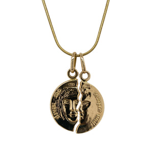 18ct Gold Split Face 'Friend/Lover' Disc Style 18" Necklace