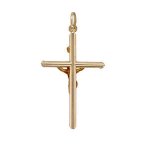 Express your faith with timeless style through this pre-owned 9ct yellow gold crucifix pendant, featuring:

Design: A traditional crucifix design with fine detailing, symbolising devotion, sacrifice, and spiritual strength.
Material: 9-carat yellow gold, offering a warm, polished finish that enhances the sacred design.
Style: Ideal for daily wear or as a cherished religious keepsake—can be paired with a fine or medium-weight chain.