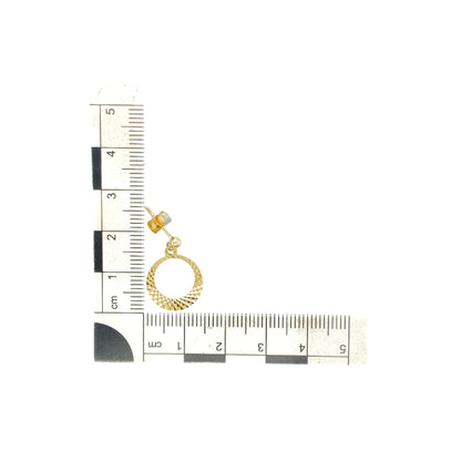 9ct Gold Patterned Open Circle Drop Stud Earrings