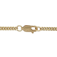 Load image into Gallery viewer, Add everyday elegance to your jewellery wardrobe with this pre-owned 9ct yellow gold curb chain, featuring:

Design: A classic curb link style with a smooth, flat profile—perfect for wearing alone or with a pendant.
Material: 9-carat yellow gold, offering a rich, polished finish that never goes out of style.
Length &amp; Fit: Measures 18 inches, providing a versatile length that sits comfortably at the collarbone.
Dimensions: Approximate link width of 2mm, offering a refined and subtle look.

