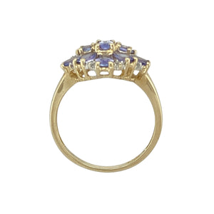 9ct Gold Diamond & Tanzanite Set Cluster Ring