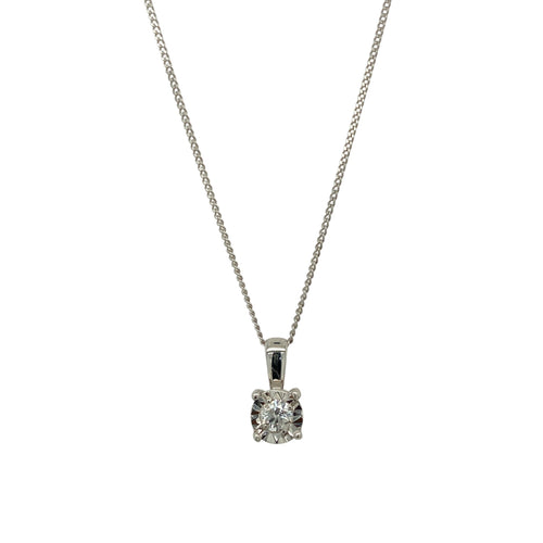 9ct White Gold & Diamond Set Solitaire 18