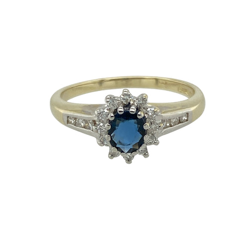 9ct Gold Diamond & Sapphire Set Cluster Ring