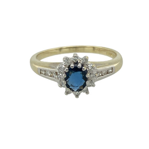9ct Gold Diamond & Sapphire Set Cluster Ring